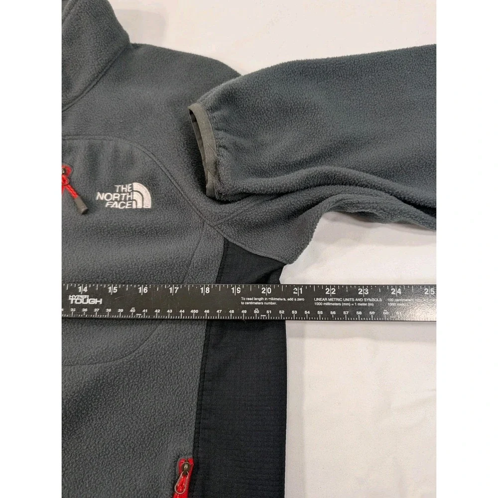 The North Face Summit Series Fleece Jacket Mens Medium Gray Red Full Zip Outdoor
